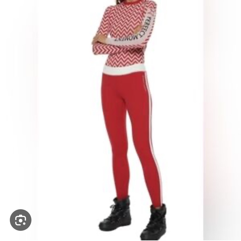 Perfect Moment Red Side-Stripe Leggings